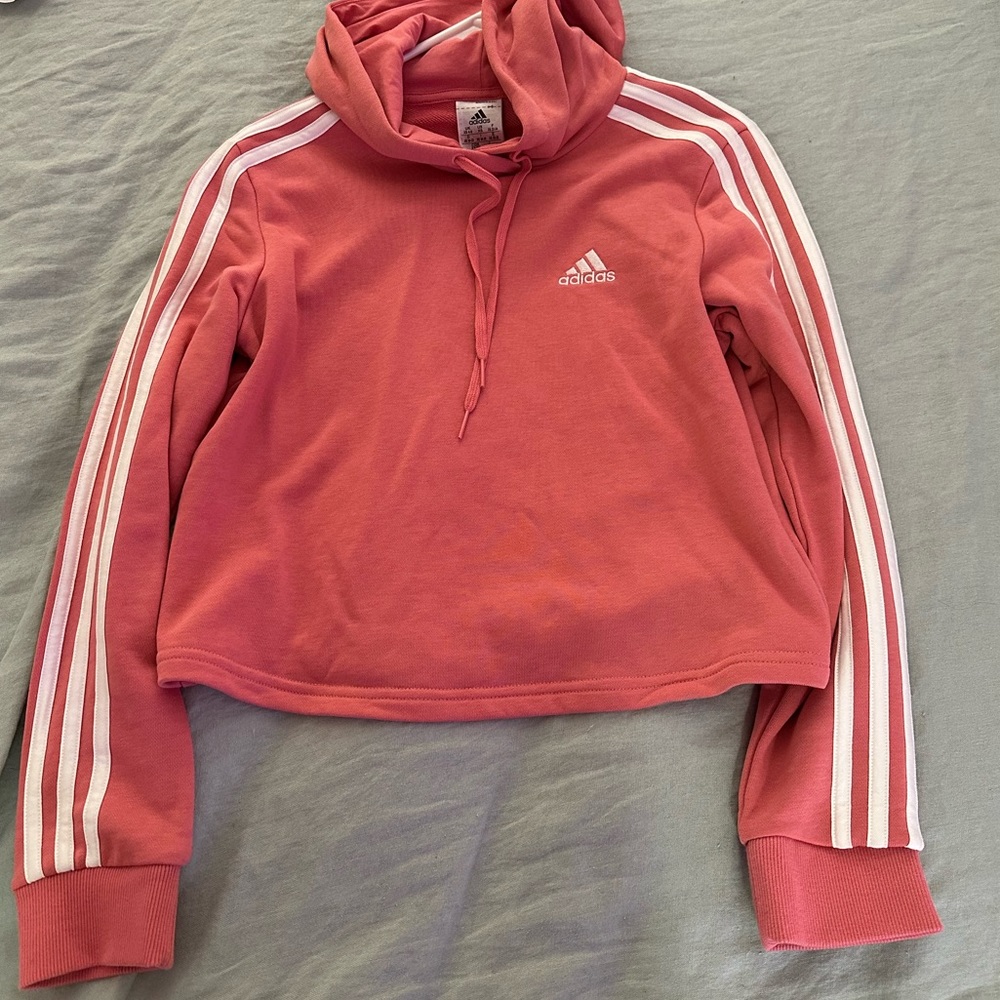 Pink cropped adidas hoodie